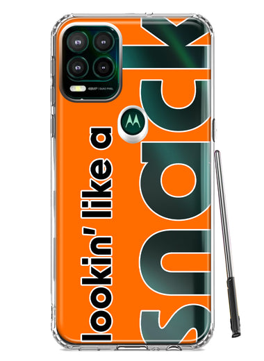 Motorola Moto G Stylus 5G 2021 Orange Clear Funny Text Quote Snack Hybrid Protective Phone Case Cover