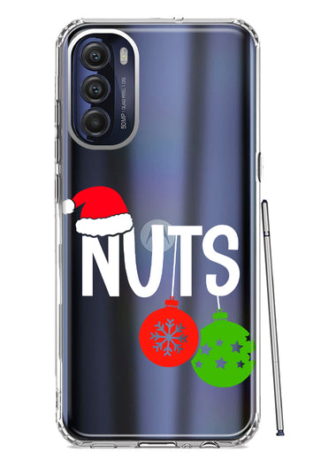 Motorola Moto G Stylus 4G 2022 Christmas Funny Couples Chest Nuts Ornaments Hybrid Protective Phone Case Cover