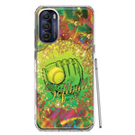 Motorola Moto G Stylus 5G 2022 Love Softball Girls Glove Green Tie Dye Swirl Paint Hybrid Protective Phone Case Cover
