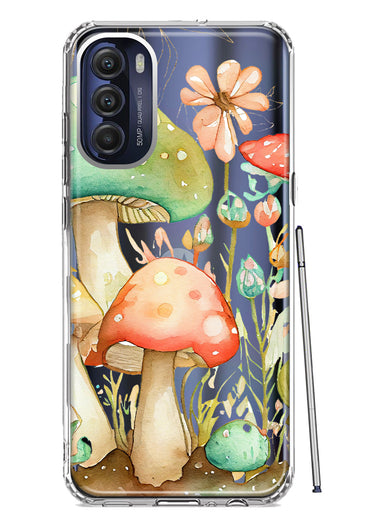 Motorola Moto G Stylus 4G 2022 Fairytale Watercolor Mushrooms Pastel Spring Flowers Floral Hybrid Protective Phone Case Cover