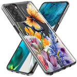 Motorola Moto G Play 2023 Spring Summer Flowers Butterfly Purple Blue Lilac Floral Hybrid Protective Phone Case Cover
