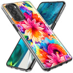 Motorola Moto G Play 2021 Watercolor Paint Summer Rainbow Flowers Bouquet Bloom Floral Hybrid Protective Phone Case Cover