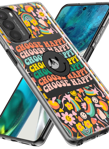 Motorola Moto G Stylus 5G 2023 Choose Happy Smiley Face Retro Vintage Groovy 70s Style Hybrid Protective Phone Case Cover