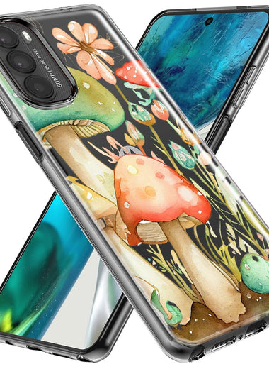 Motorola Moto G Stylus 5G 2023 Fairytale Watercolor Mushrooms Pastel Spring Flowers Floral Hybrid Protective Phone Case Cover