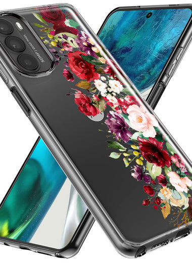 Motorola Moto G Stylus 5G 2023 Red Summer Watercolor Floral Bouquets Ruby Flowers Hybrid Protective Phone Case Cover