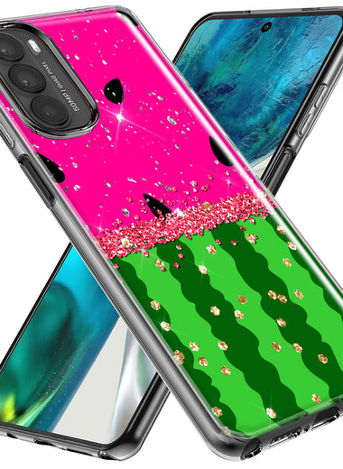 Motorola Moto G Stylus 5G 2023 Summer Watermelon Sugar Vacation Tropical Fruit Pink Green Hybrid Protective Phone Case Cover