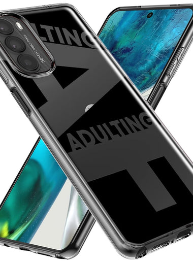 Motorola Moto G Stylus 5G 2023 Black Clear Funny Text Quote Adulting AF Hybrid Protective Phone Case Cover