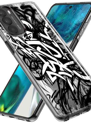 Motorola Moto G Stylus 5G 2023 Black White Urban Graffiti Hybrid Protective Phone Case Cover