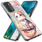 Motorola Moto G Play 2023 Kawaii Manga Pink Cherry Blossom Cute Cat Hybrid Protective Phone Case Cover