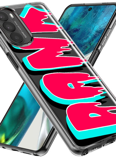 Motorola Moto G Stylus 5G 2023 Teal Pink Clear Funny Text Quote Dank Hybrid Protective Phone Case Cover