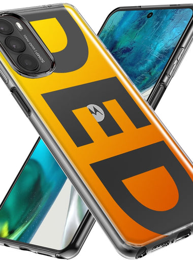 Motorola Moto G Stylus 5G 2023 Orange Yellow Clear Funny Text Quote Ded Hybrid Protective Phone Case Cover