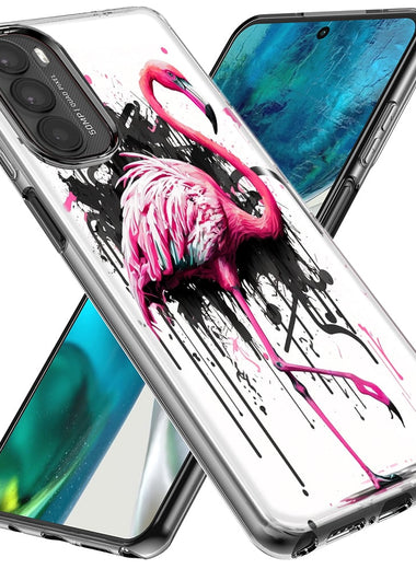 Motorola Moto G Stylus 5G 2023 Pink Flamingo Painting Graffiti Hybrid Protective Phone Case Cover