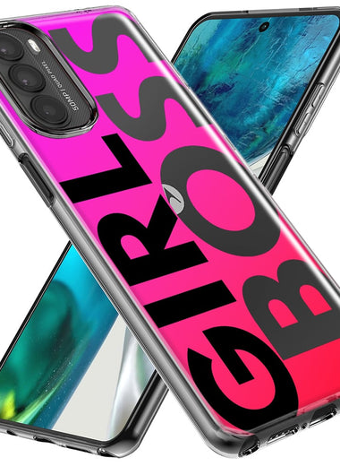 Motorola Moto G Stylus 5G 2023 Pink Clear Funny Text Quote Girl Boss Hybrid Protective Phone Case Cover