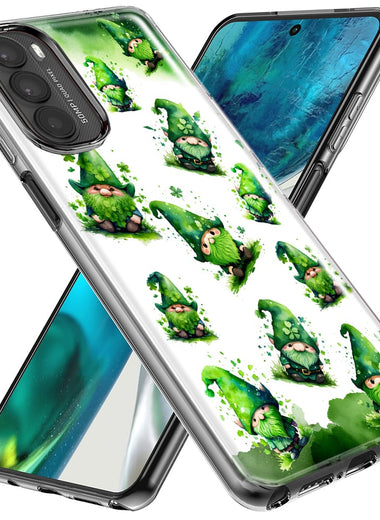 Motorola Moto G Stylus 5G 2023 Gnomes Shamrock Lucky Green Clover St. Patrick Hybrid Protective Phone Case Cover