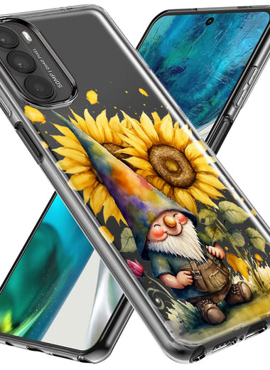 Motorola Moto G Stylus 5G 2023 Cute Gnome Sunflowers Clear Hybrid Protective Phone Case Cover