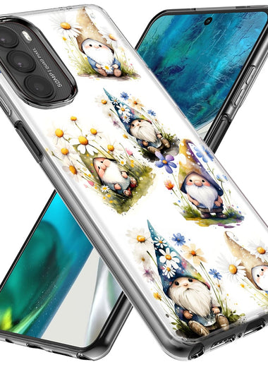 Motorola Moto G Stylus 5G 2023 Cute White Blue Daisies Gnomes Hybrid Protective Phone Case Cover