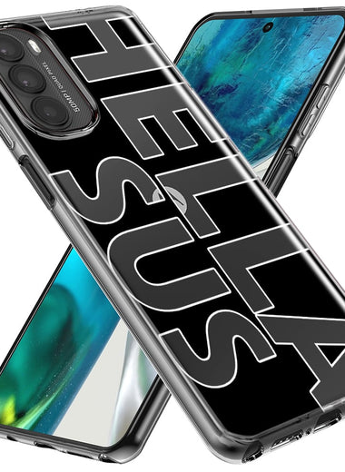 Motorola Moto G Stylus 5G 2023 Black Clear Funny Text Quote Hella Sus Hybrid Protective Phone Case Cover