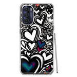 Motorola Moto G Stylus 5G 2022 Black White Hearts Love Graffiti Hybrid Protective Phone Case Cover