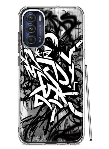 Motorola Moto G Stylus 5G 2022 Black White Urban Graffiti Hybrid Protective Phone Case Cover