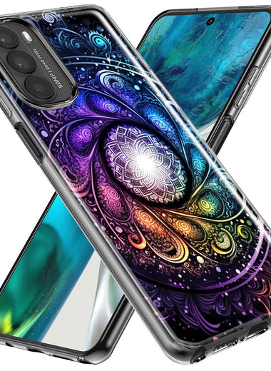 Motorola Moto G Stylus 5G 2023 Mandala Geometry Abstract Galaxy Pattern Hybrid Protective Phone Case Cover