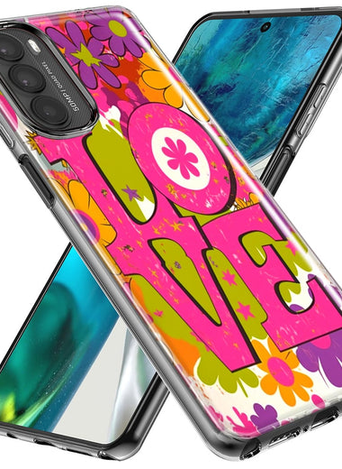 Motorola Moto G Stylus 5G 2023 Pink Daisy Love Graffiti Painting Art Hybrid Protective Phone Case Cover