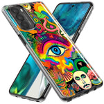 Motorola Moto One 5G Neon Rainbow Psychedelic Trippy Hippie Multiple Eyes Hybrid Protective Phone Case Cover