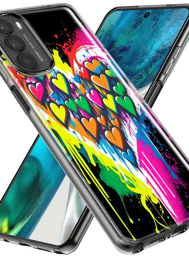 Motorola Moto G Stylus 5G 2023 Colorful Rainbow Hearts Love Graffiti Painting Hybrid Protective Phone Case Cover