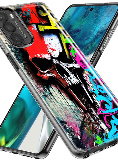 Motorola Moto G Stylus 5G 2023 Skull Face Graffiti Painting Art Hybrid Protective Phone Case Cover