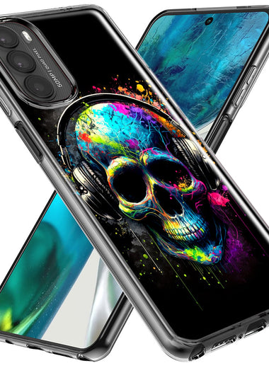 Motorola Moto G Stylus 5G 2023 Fantasy Skull Headphone Colorful Pop Art Hybrid Protective Phone Case Cover