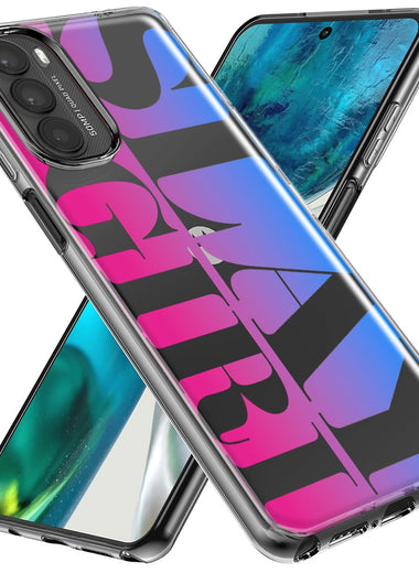 Motorola Moto G Stylus 5G 2023 Pink Blue Clear Funny Text Quote Slay Girl Hybrid Protective Phone Case Cover