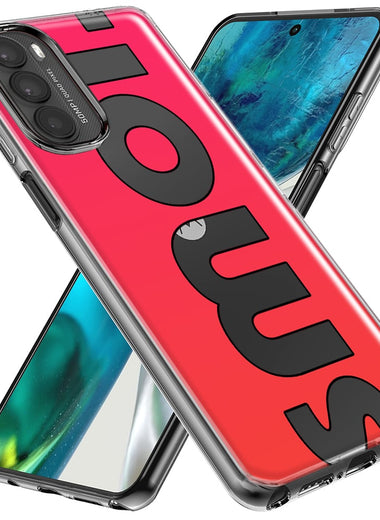 Motorola Moto G Stylus 5G 2023 Red Pink Clear Funny Text Quote Smol Hybrid Protective Phone Case Cover