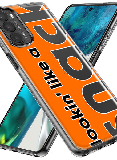 Motorola Moto G Stylus 5G 2023 Orange Clear Funny Text Quote Snack Hybrid Protective Phone Case Cover