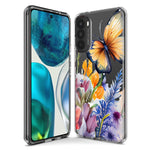 Motorola Moto G Play 2023 Spring Summer Flowers Butterfly Purple Blue Lilac Floral Hybrid Protective Phone Case Cover