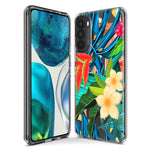 Motorola Moto G Play 2023 Blue Monstera Pothos Tropical Floral Summer Flowers Hybrid Protective Phone Case Cover