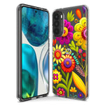 Motorola Moto G Play 2023 Colorful Yellow Pink Folk Style Floral Vibrant Spring Flowers Hybrid Protective Phone Case Cover