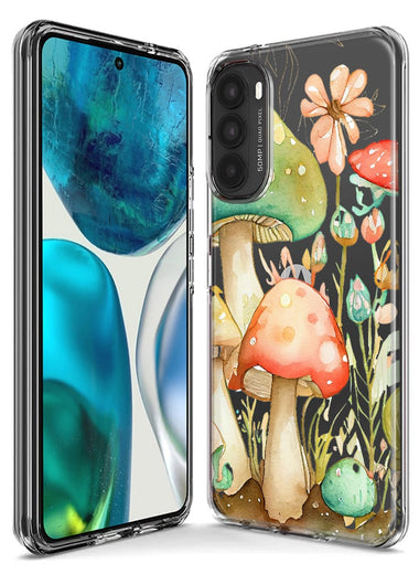 Motorola Moto One 5G Fairytale Watercolor Mushrooms Pastel Spring Flowers Floral Hybrid Protective Phone Case Cover