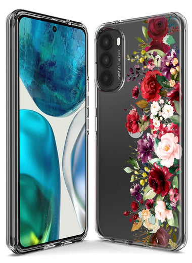 Motorola Moto G Stylus 5G 2022 Red Summer Watercolor Floral Bouquets Ruby Flowers Hybrid Protective Phone Case Cover