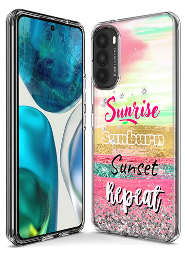Motorola Moto One 5G Summer Brush Strokes Sunrise Sunburn Sunset Repeat Hybrid Protective Phone Case Cover
