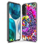 Motorola Moto G Stylus 5G 2022 Vibrant Pink Purple Tie Dye Summer Leopard Swirl Rainbow Hybrid Protective Phone Case Cover