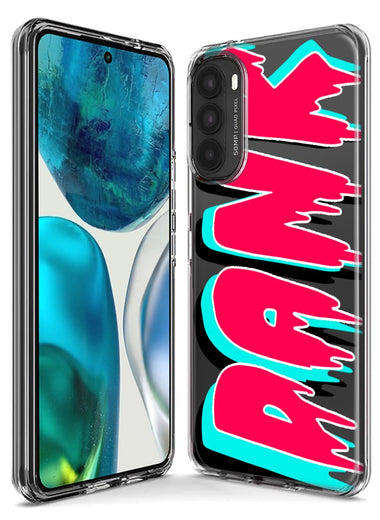 Motorola Moto G Stylus 5G 2022 Teal Pink Clear Funny Text Quote Dank Hybrid Protective Phone Case Cover