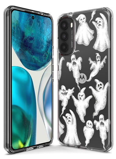 Motorola Moto G Stylus 4G 2021 Cute Halloween Spooky Floating Ghosts Horror Scary Hybrid Protective Phone Case Cover