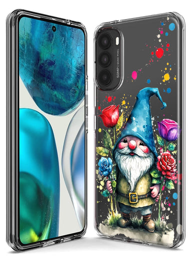 Motorola Moto One 5G Gnome Red Purple Blue Roses Garden Hybrid Protective Phone Case Cover