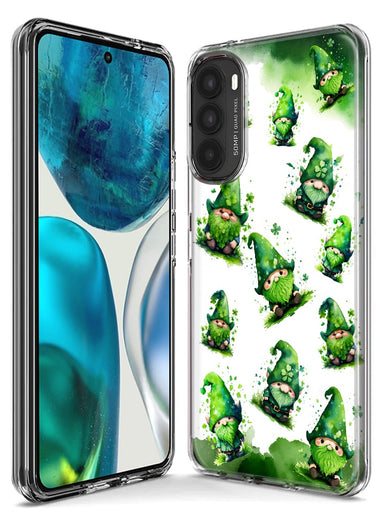Motorola Moto One 5G Gnomes Shamrock Lucky Green Clover St. Patrick Hybrid Protective Phone Case Cover