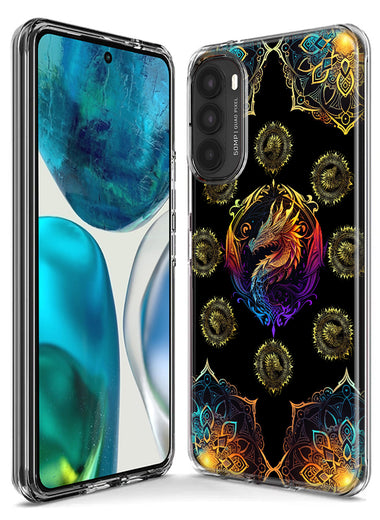 Motorola Moto G Stylus 4G 2021 Mandala Geometry Abstract Dragon Pattern Hybrid Protective Phone Case Cover
