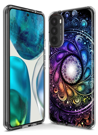 Motorola Moto G Stylus 5G 2023 Mandala Geometry Abstract Galaxy Pattern Hybrid Protective Phone Case Cover