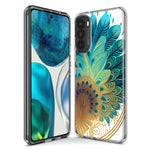 Motorola G Power 2020 Mandala Geometry Abstract Peacock Feather Pattern Hybrid Protective Phone Case Cover