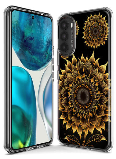 Motorola Moto G Play 2023 Mandala Geometry Abstract Sunflowers Pattern Hybrid Protective Phone Case Cover
