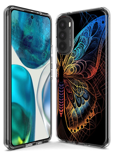 Motorola Moto G Stylus 5G 2023 Mandala Geometry Abstract Butterfly Pattern Hybrid Protective Phone Case Cover
