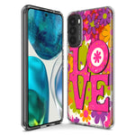 Motorola G Power 2020 Pink Daisy Love Graffiti Painting Art Hybrid Protective Phone Case Cover