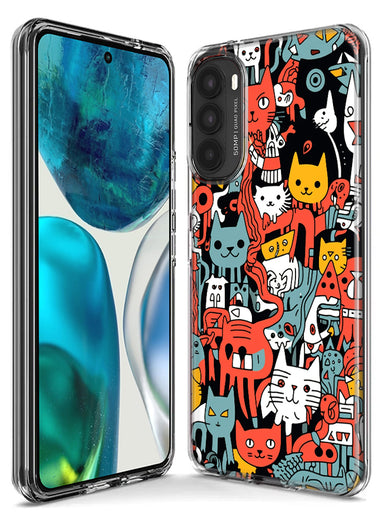 Motorola Moto One 5G Ace Psychedelic Cute Cats Friends Pop Art Hybrid Protective Phone Case Cover